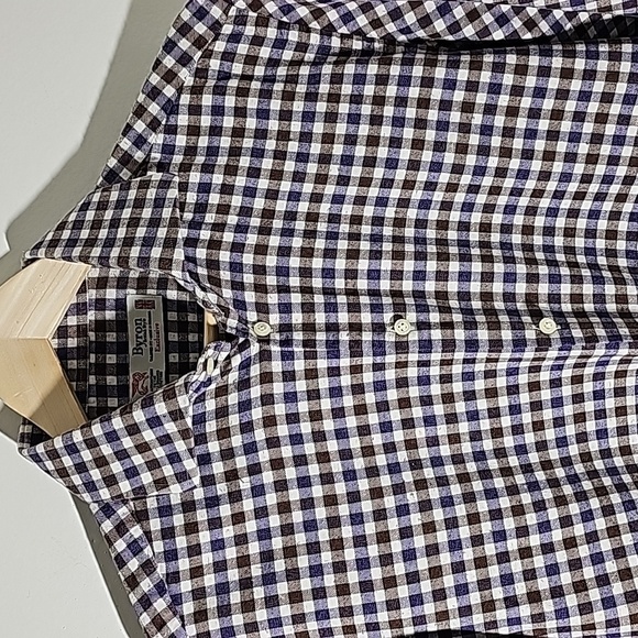NYRON BRITISH STYLE. Mens checked lightweight flannel shirt. Purple & brown. Med - Picture 2 of 7